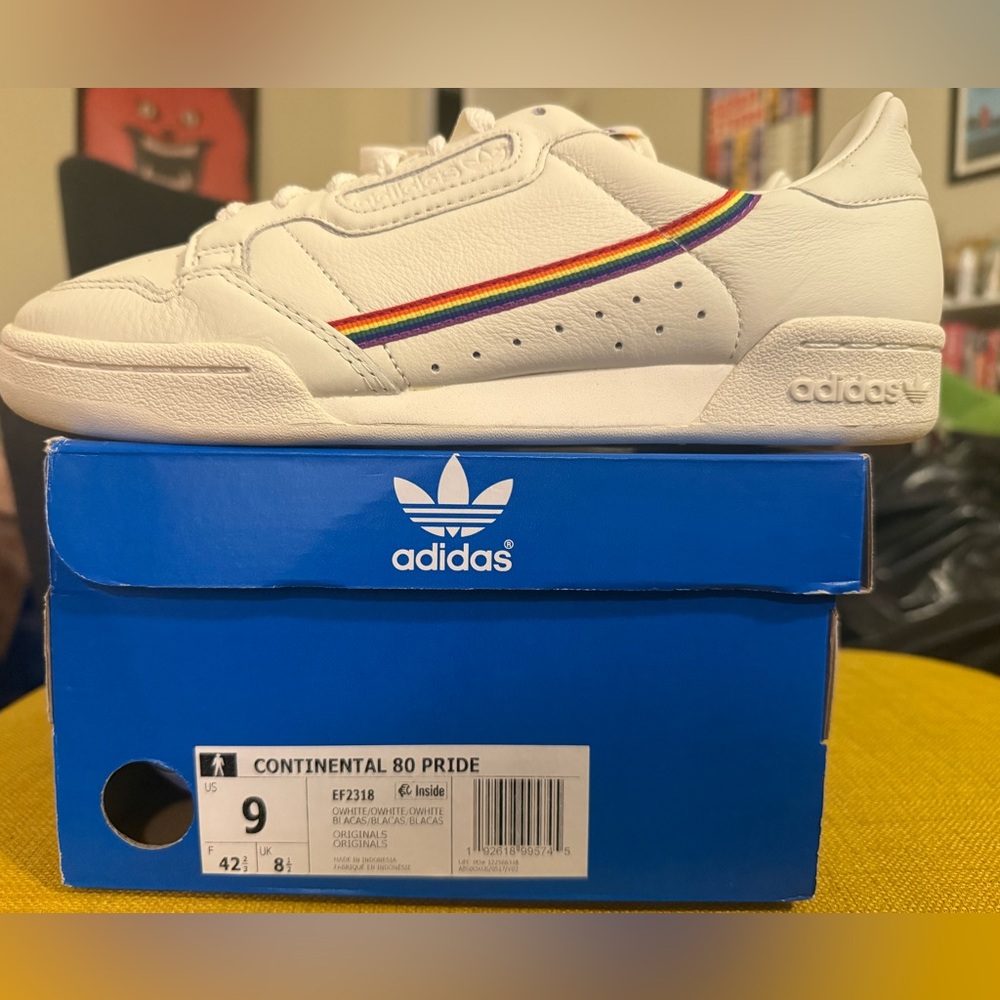 Adidas Continental 80 Pride sneakers, size 9